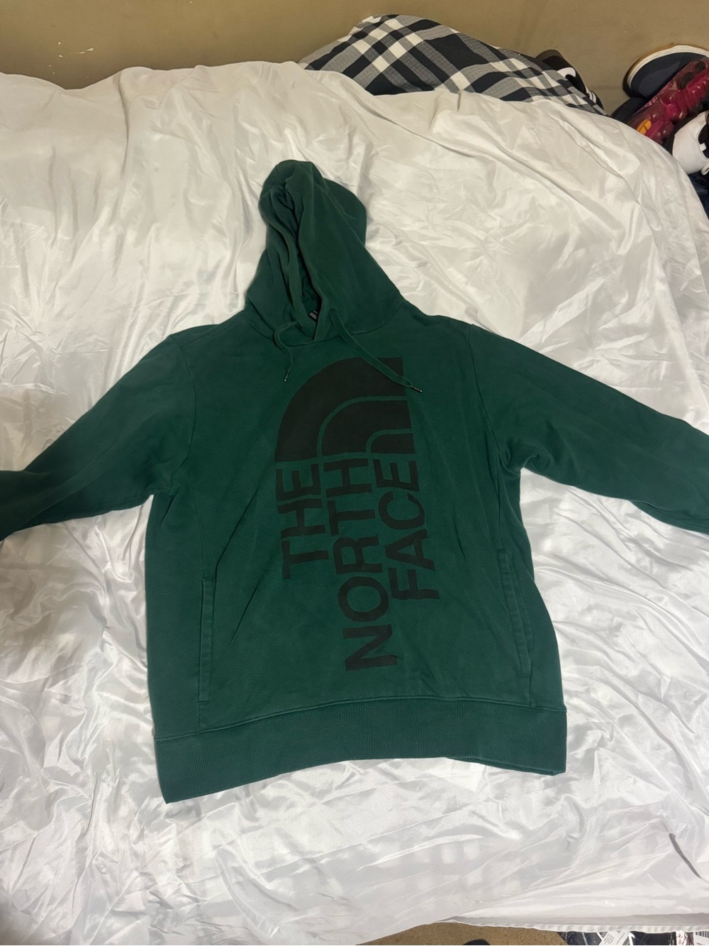 The North Face Men's Forest Green Crewneck Hoodie with Black Logo